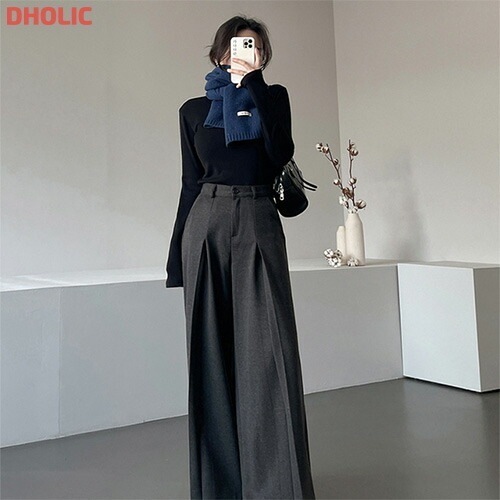 [メガ割りSALE]裏起毛フロントタックハイウエストワイドスラックス 5,789円