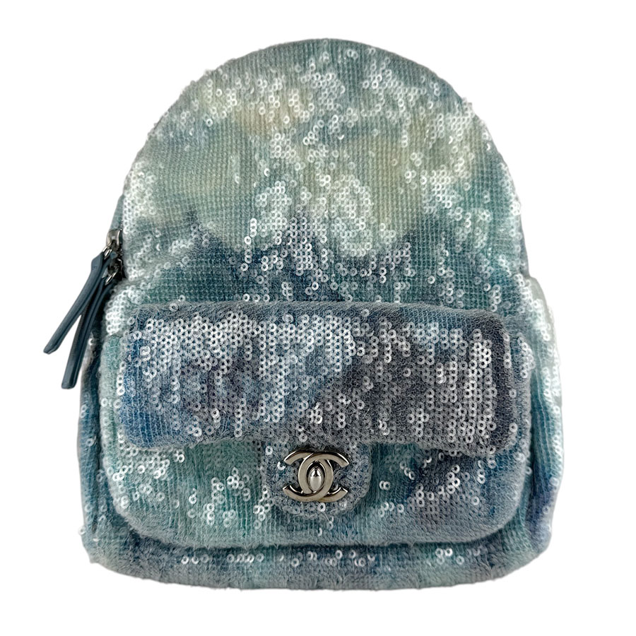 シャネル CHANEL リュック スパンコール ブルー系 レディース z9865