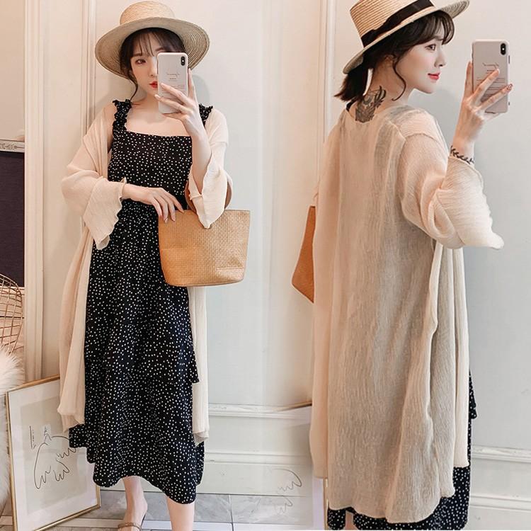 ワンピースセットアップ レディース キレイめ マキシワンピース 春夏 キャミワンピース シフォン　ドット柄 ロングガウン オシャレ 大きいサイズ uvカット