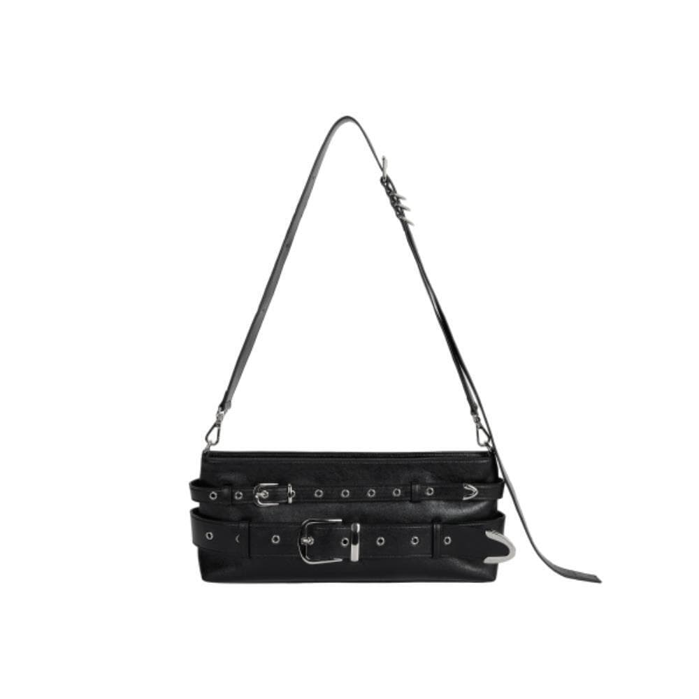 TREEMINGBIRD Multi Belted Shoulder Bag Black TM2535BG0