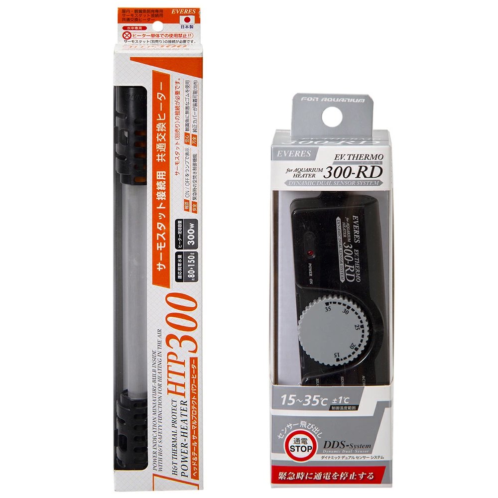エヴァリス　サーマルプロテクト　パワーヒーターＨＴＰ３００＋ＥＶサーモスタット　３００－ＲＤ　セット　９０ｃｍ水槽　熱帯魚　３００Ｗ　ＣＲＣ10―23―40―50―00