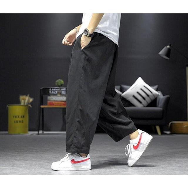 【短納期】ワイドパンツ メンズ バギーパンツ 無地 ズボン ワイドルック チノパン ゆったり 九分丈
