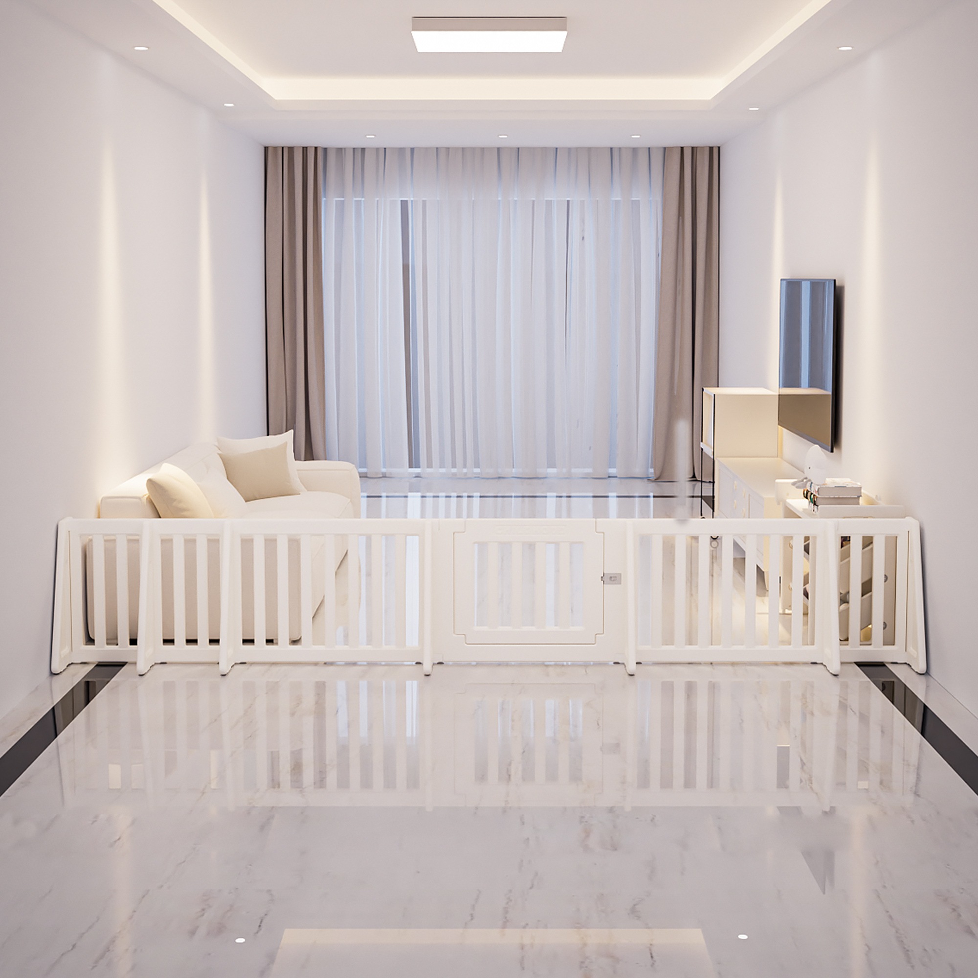 【国内発送】259【直線長さ371cm】ベビーゲート パーテーション ドア付き ベビーガード 自立式 キッズパーテーション 変形可能 L字 コ字 一直線 簡単設置 セーフティガード リビング 赤ちゃん