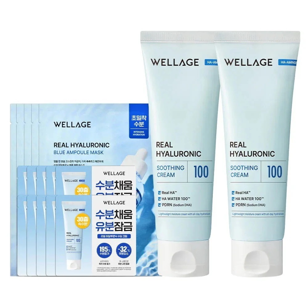 [26SS/New]リアルヒアルロニック スージングクリーム80ml+80ml(+マスクパック5枚+サンプル10枚)