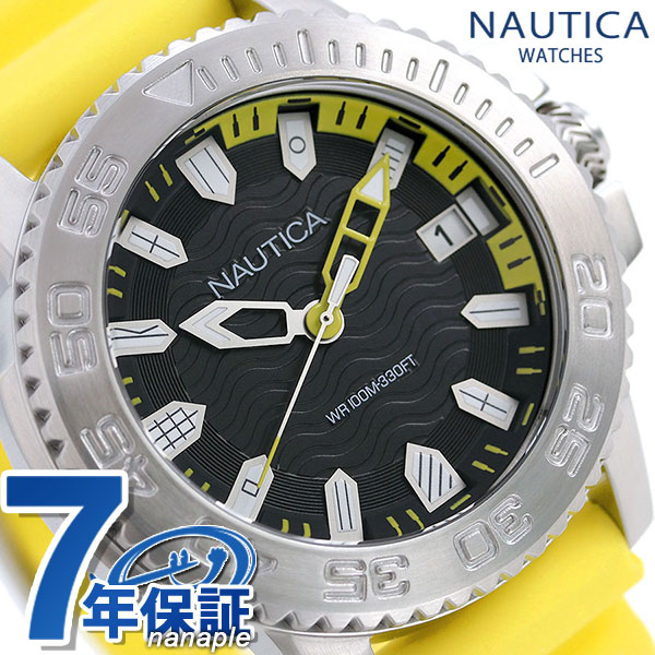 【絶品】 ノーティカ NAUTICA NAPKYW003 45mm ブラック 旗 100m防水 腕時計 メンズ メンズ腕時計