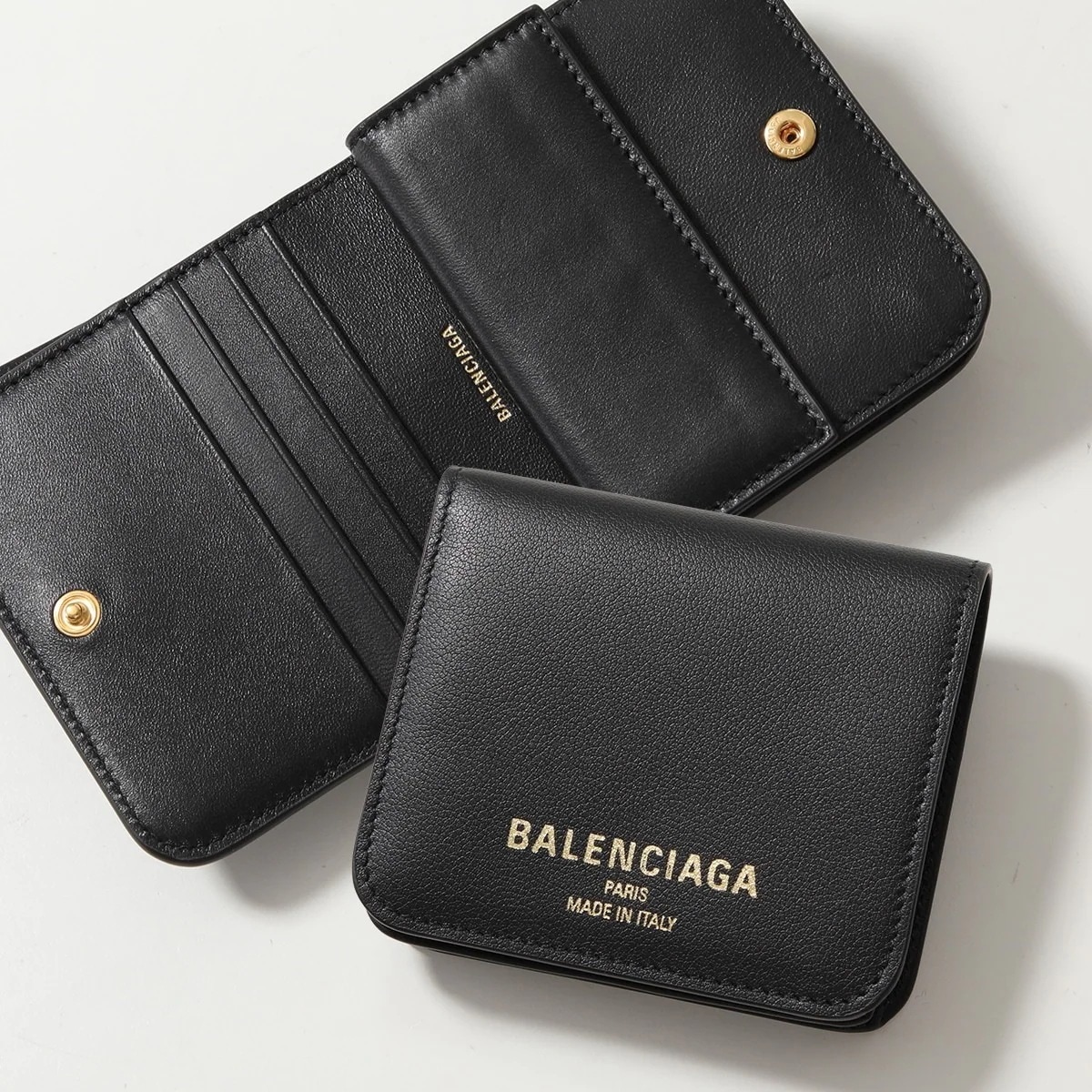 BALENCIAGA バレンシアガ 二つ折り財布 Cash 2.0 キャッシュ 810901 2ABGH メンズ ロゴ 小銭入れあり レザー カードケース ミニ財布 1000 8109012ABGH1
