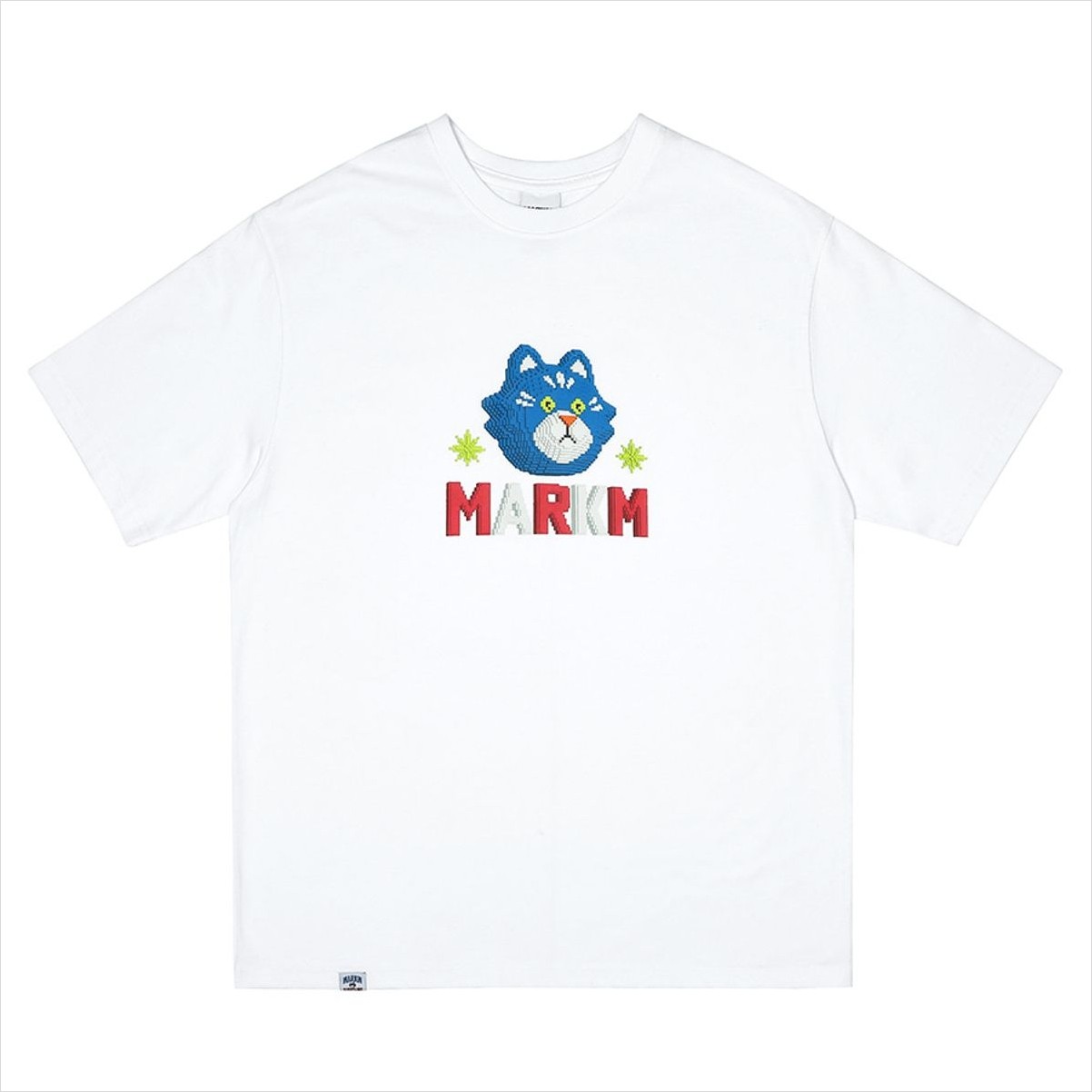 [韓国人気ファッションイベント] 3D ピクセル キャット Tシャツ-ホワイト