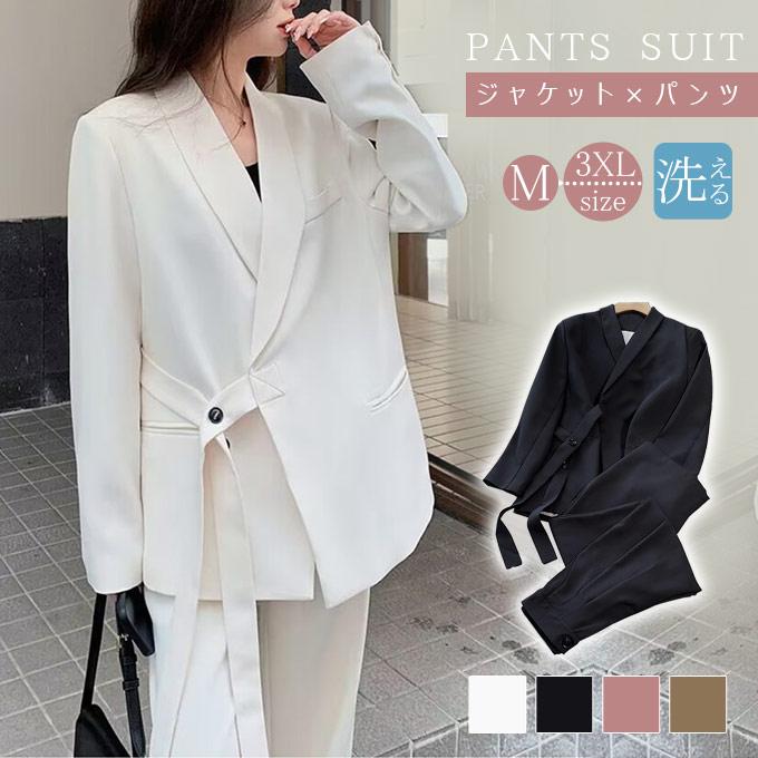 今だけ!挑戦最安値 レディース パンツ セット ビジネス セットアップ 大きいサイズ テーラードジャケット ワイドパンツ 2点セット 入学式 卒業式 卒園式 5,592円