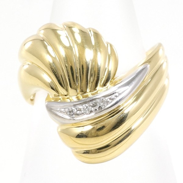 PT900 プラチナ K18YG リング 指輪 8号 ダイヤ 総重量約3.8g ジュエリー 中古