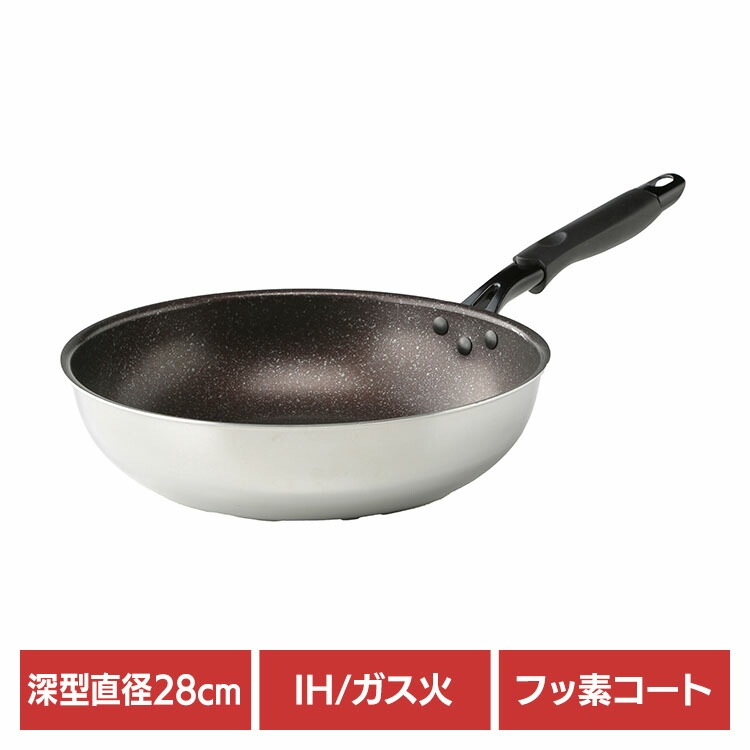 家庭用品 フライパン ステンレス アルミ IHlucente3 IHマーブルフライパン深型28cm 67116600 竹原製罐株式会社