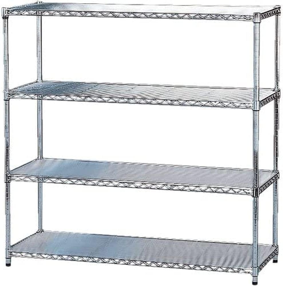 ラック メタルラック本体 4段 防サビ加工 幅120×奥行46×高さ120cm ポール径25mm スチールラック サビに強い 棚 銀 MR-1212