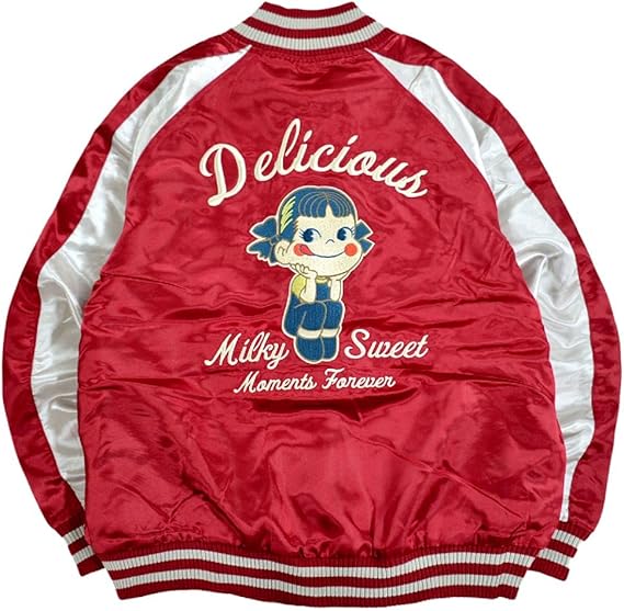 キャラクター アウター レディース メンズ ペコちゃん 刺繍 スカジャン ブルゾン M L LL pe1803-675