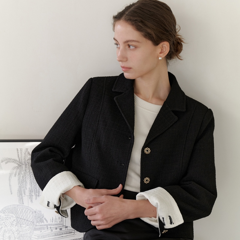 COLLAR TWEED JACKET_BLACK