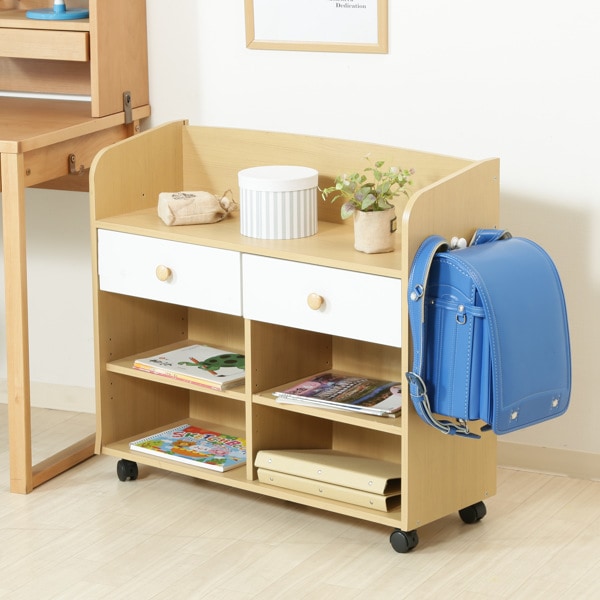 ランドセルラック 幅82cm キッズラック ランドセル収納 ランドセル置き キッズ収納 2人用 キャスター付き 引き出し ワイド 子ども 収納棚 キッズ家具