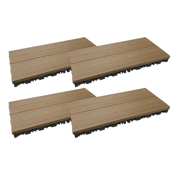 旭興進 人工木 木目調ジョイントタイル 厚型3060(4入)ブラウン aks-42392 メーカー直送