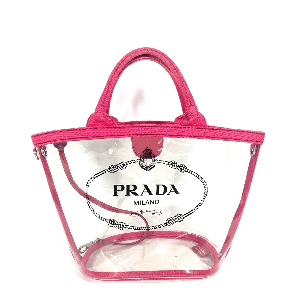 トートバッグ ロゴ カナパ ビーチバッグ ポーチ付き 2WAYバッグ ショルダーバッグ ハンドバッグ ビニール ピンク