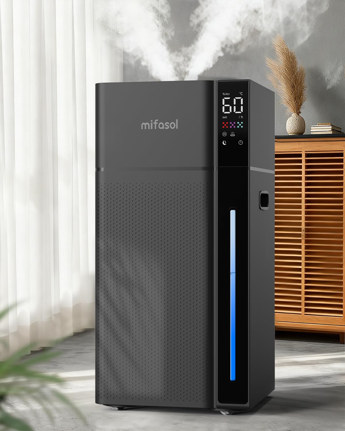 Mifasol 加湿器 ハイブリッド式 スチーム式 大容量20L 業務用 加熱式 +超音波式 加湿 器. お手入れしやすい 自動湿度調整 タワー 上から給水 水浄化 省エネ 遠隔制御 キャスター 35