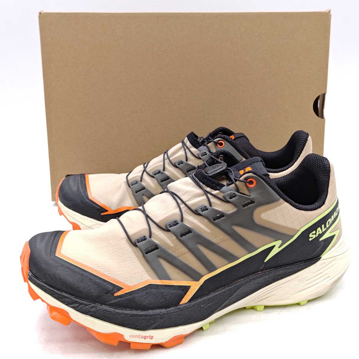 【中古】サロモン サンダークロス THUNDERCROSS 26cm サファリ/レッドオレンジ/シャープグリーン 476884 メンズ SALOMON ローカット スニーカー トレイルランニングシュー