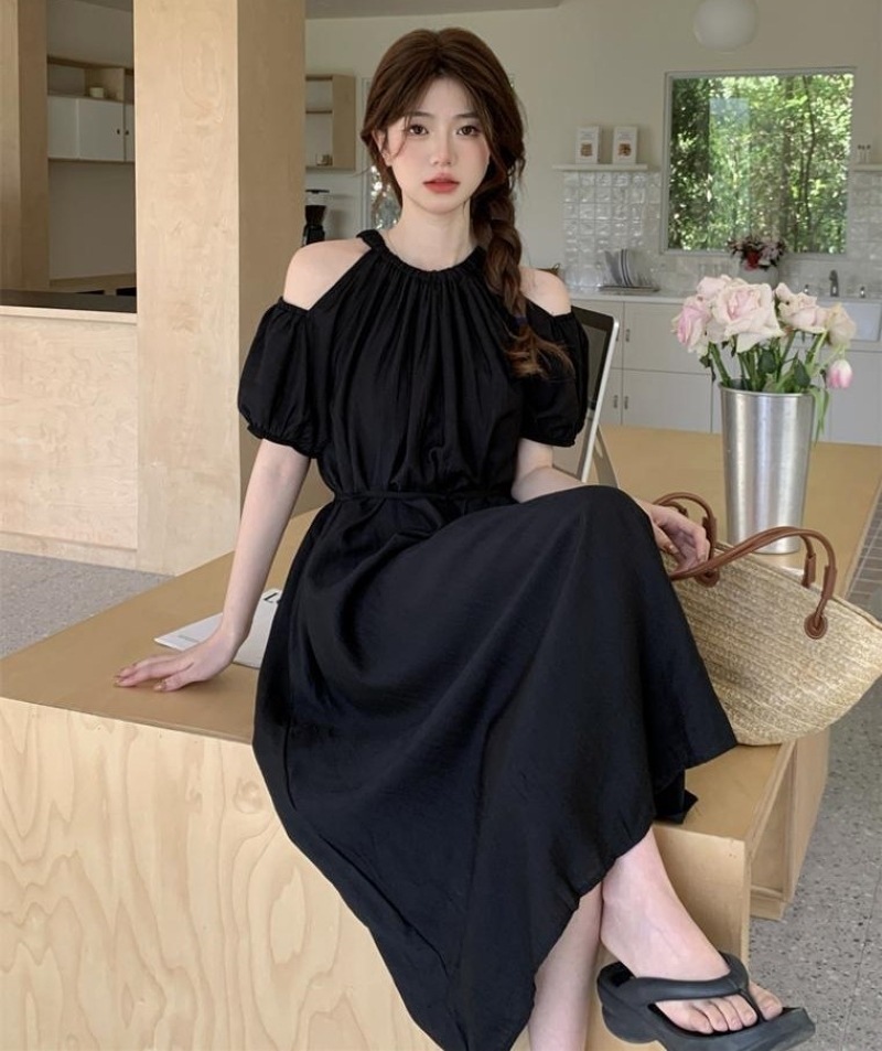 ワンピース シフォン ロングワンピース パフスリーブ 半袖 肩出し オープンショルダー ロング マキシ丈 Aライン 薄手 大人可愛い おしゃれ 大人女子 エレガント 春 夏 レディース マタニティ