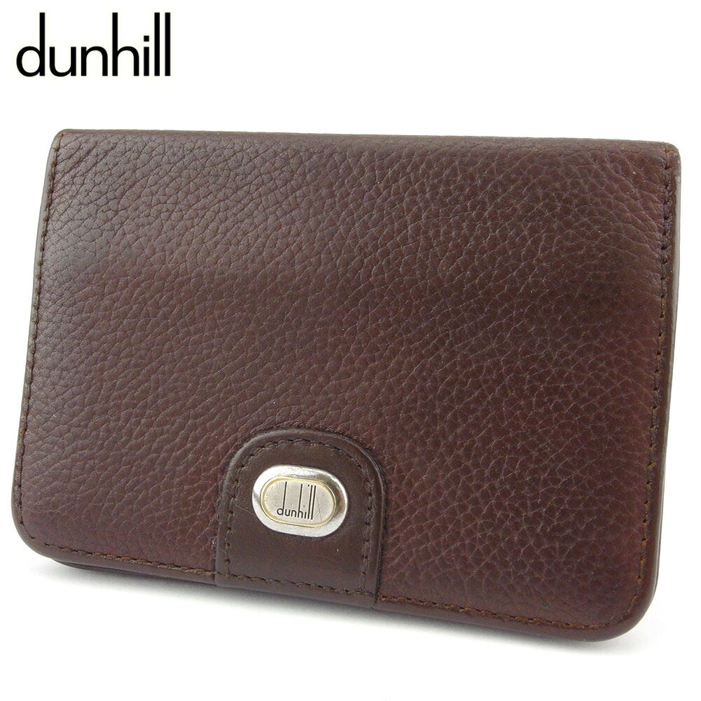 カードケース 名刺入れ ロゴプレート メンズ ブラウン シルバー ゴールド 中古