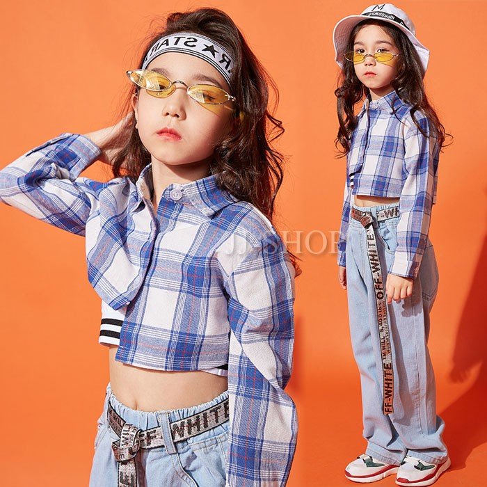ダンス衣装 セットアップ ヒップホップ衣装 タンクトップ キッズ ジャズダンス衣装 長袖シャツ HI