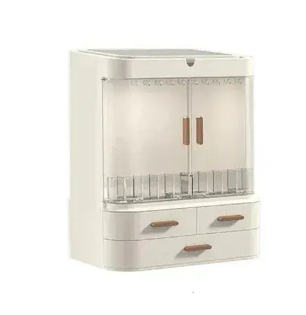 Lミラー化粧品収納ケースライト付きミラー付きデスク化粧品収納ケーススキンケアアクセサリー棚