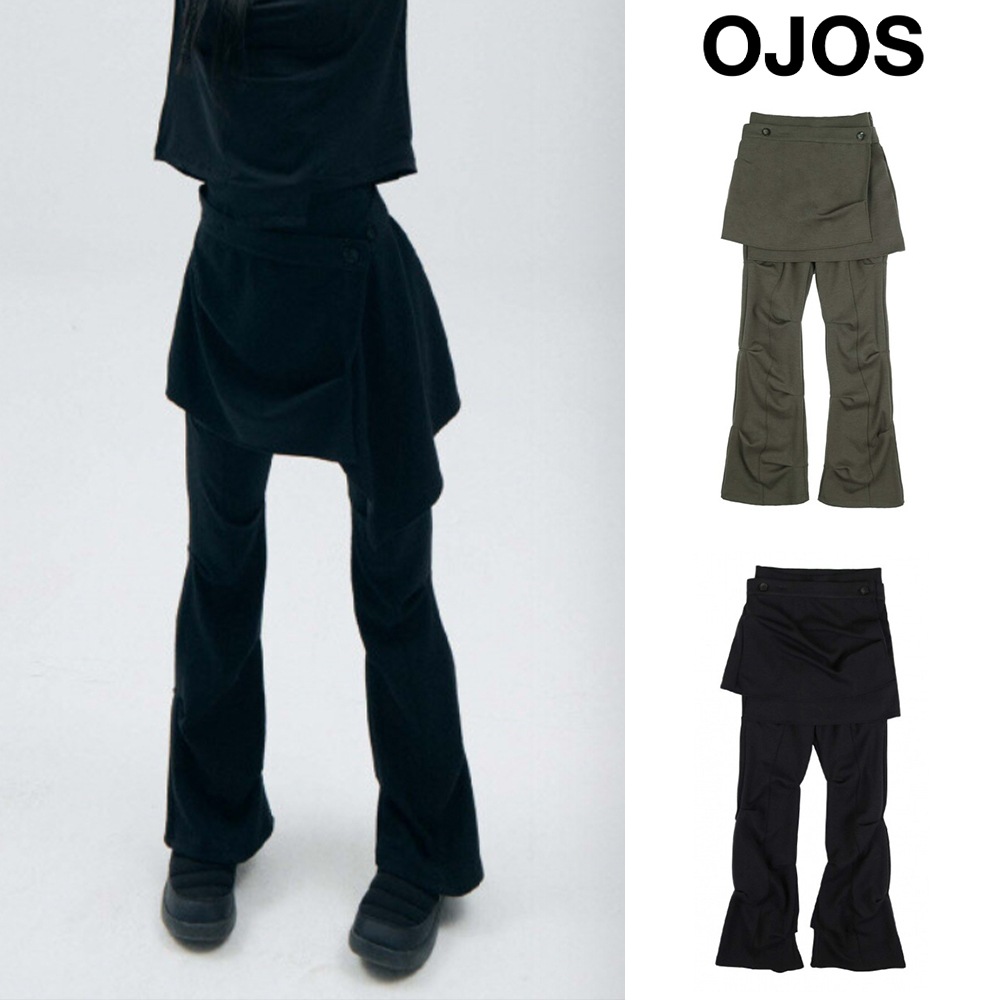 [OJOS] Wrap Over Tuck Pants