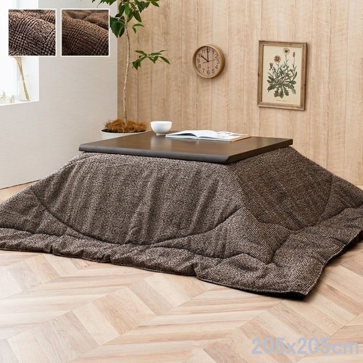 ツイード柄 こたつ布団 205x205cm 薄掛け布団 フランネル生地