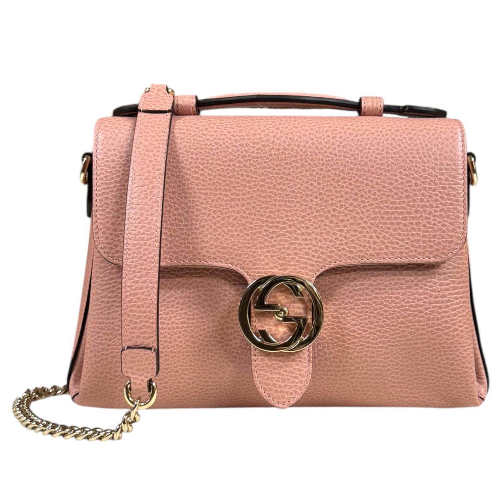 グッチ インターロッキングG ショルダーバッグ レザー 510302 ピンク GUCCI 中古