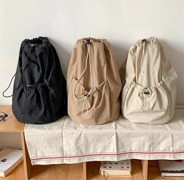 大容量 ショルダーバッグ ファッション カジュアル ナイロン バケツバッグ[K](T)