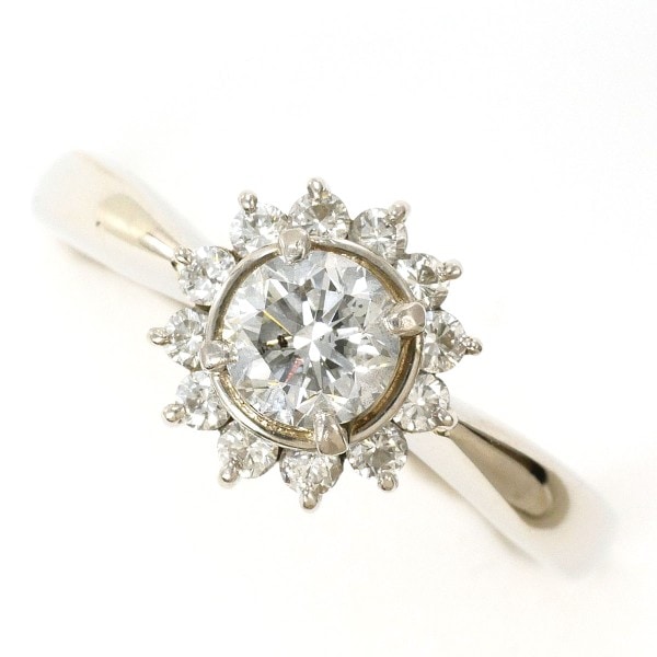 PT900 プラチナ リング 12.5号 ダイヤ 0.465 SI2 0.24 鑑定書 中古