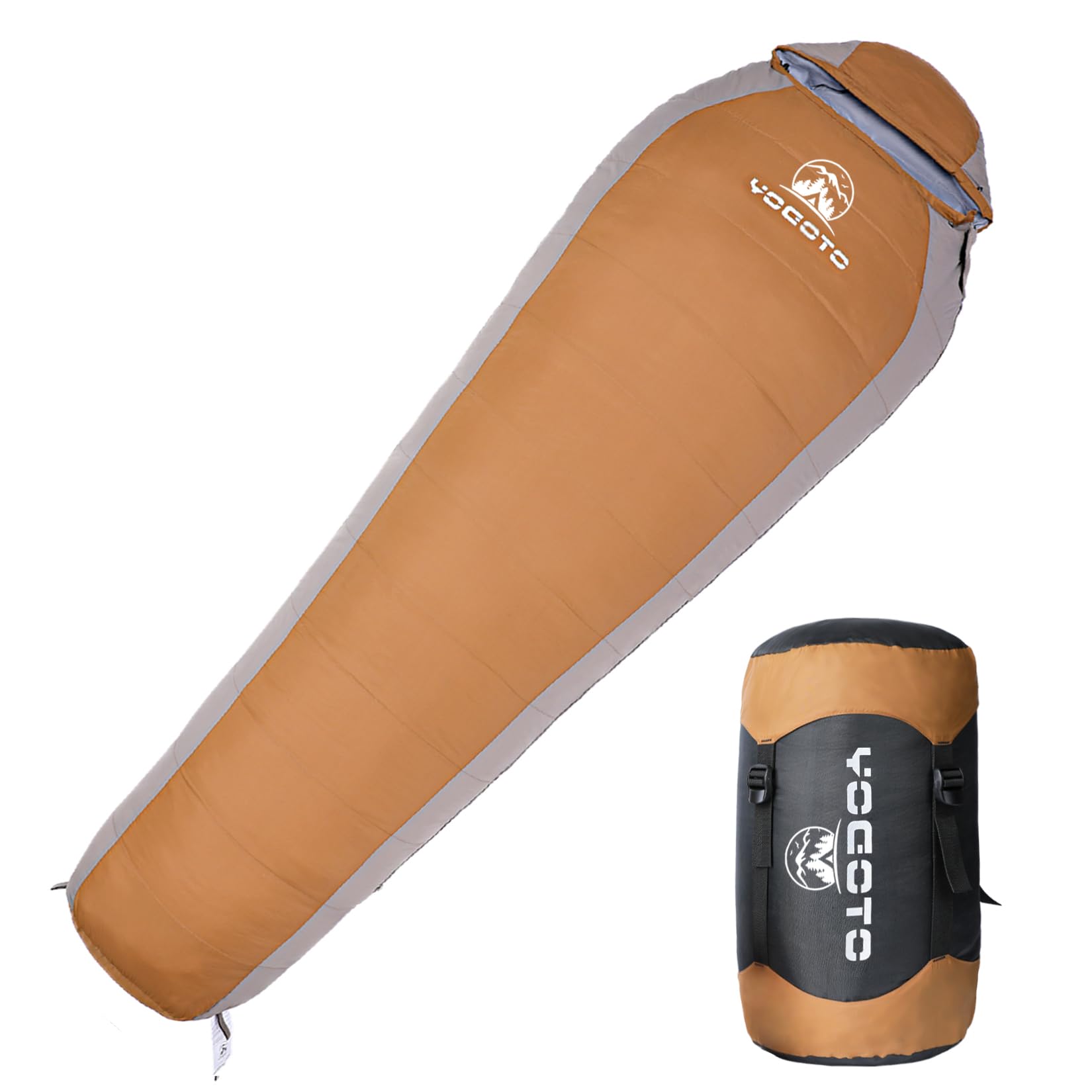 【YOGOTO】 ダウン 寝袋 冬用 マミー型 シュラフ 600FP 高級ダウン 連結可能 撥水 スリーピングバッグ -15℃～0℃～15℃ キャンプ アウトドア 暖かい 耐寒温度 -15℃ コンパク