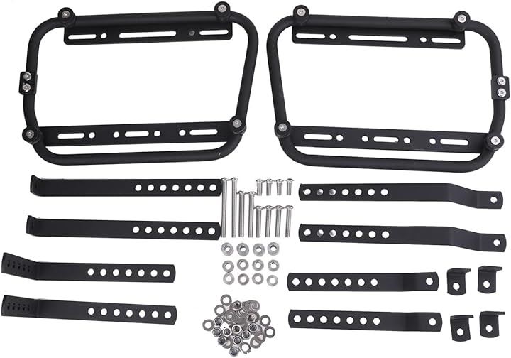 バイク用 サイドボックス 取り付け ステー 左右セット キャリア サポート パーツ アクセサリー 簡単 脱着 パニアケース ホルダー ツーリング 汎用 社外品(ブラック)