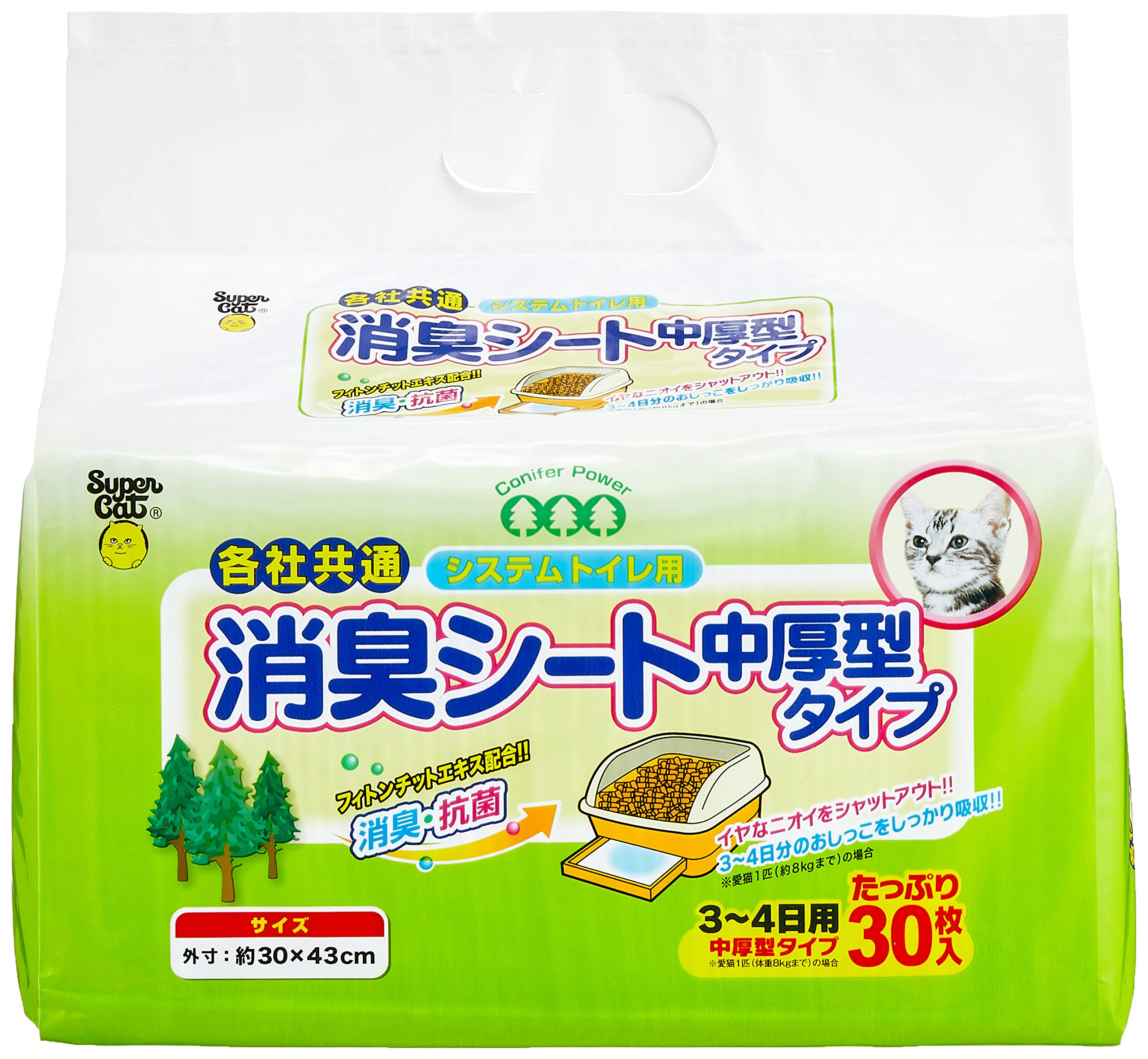 スーパーキャット (Super Cat) システムトイレ用 消臭シート 中厚型タイプ 30枚入×12個 (まとめ買い)