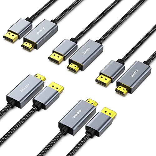 BENFEI 5個 1.8m 4K DisplayPort - HDMI （逆方向に非対応）DisplayPort (DP) - HDMI ケーブル HPThinkPadAMDNVIDIAデスクなどに