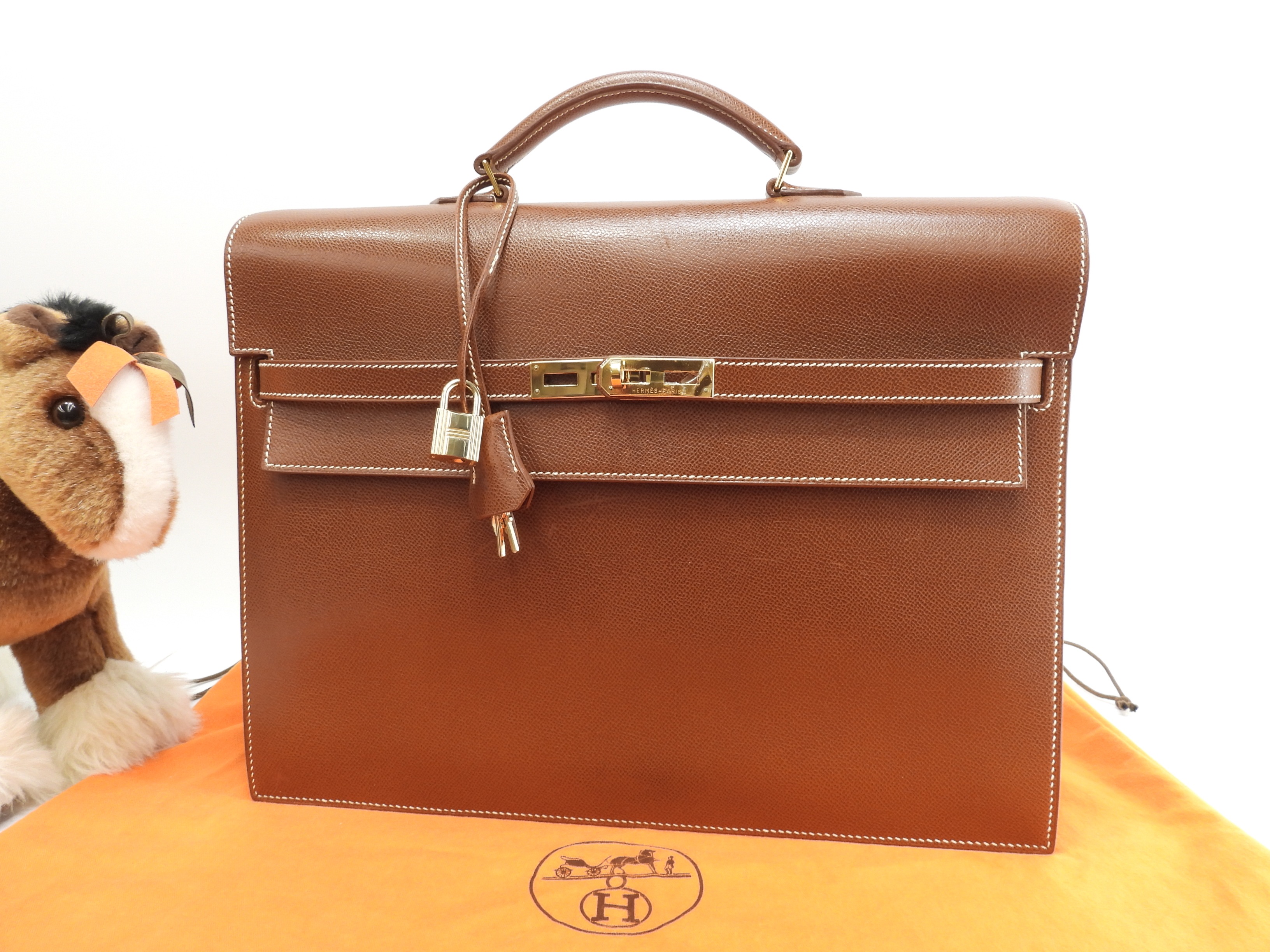 ケリーデペッシュ38 リセ/コニャック ゴールド金具 ブリーフケース@F