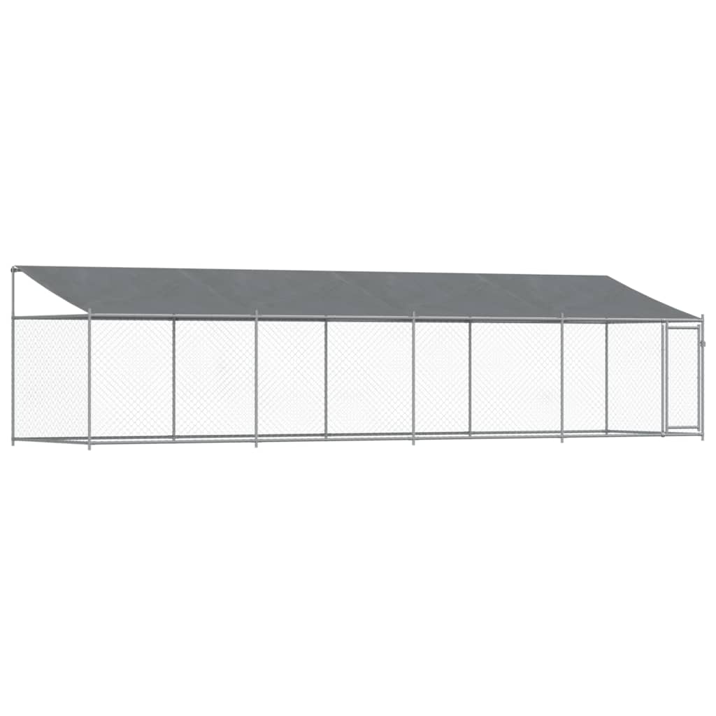 犬用ケージ ルーフ&ドア付き グレー 8x2x2 m 亜鉛メッキ鋼
