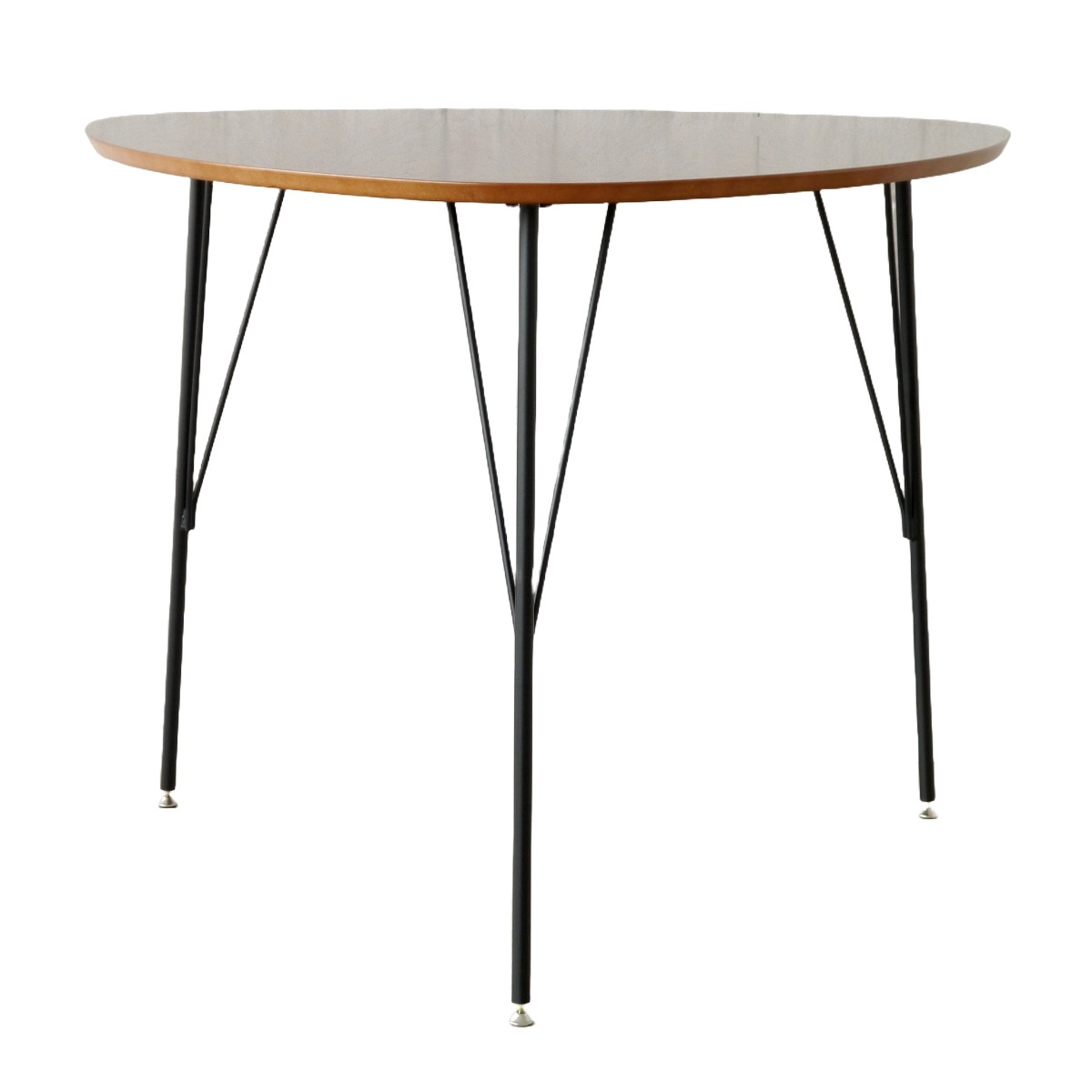 ダイニングテーブル 三角形 ヴィンテージ調 突板仕上 幅90cm 2人掛け コンパクト ダイニング テーブル 食卓 カフェテーブル 小さめ パソコン PC 作業 デスク つくえ スチール脚