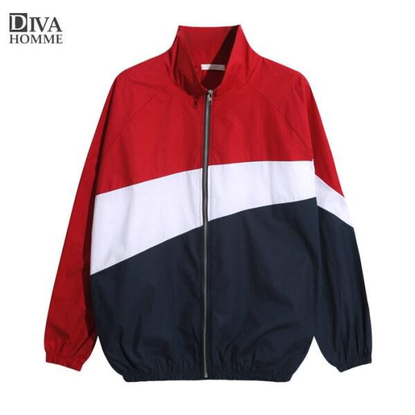 切り替え配色ラグランジップアップウィンドブレーカージャケットジャンパー