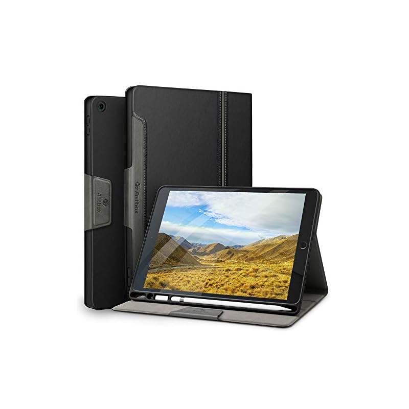 Antbox iPad 9世代 ケース 10.2インチ 第9/8/7世代 ケース 高級ソフトPUレザー製 ひび割れ防止 耐衝撃 アップルペンシル収納可 オートスリープ＆スタンド機能付き 全面保護 iP