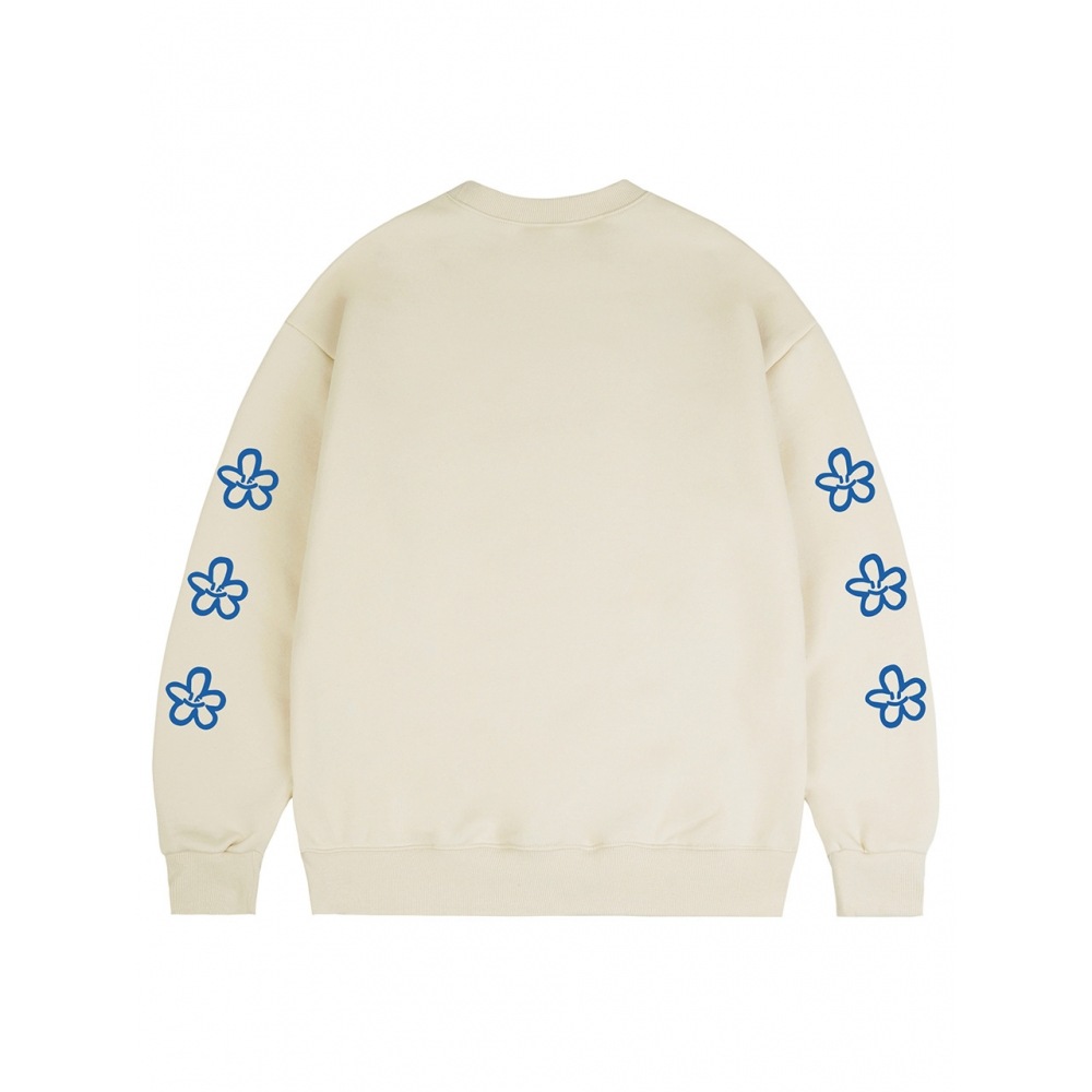 GRAVER エルボー 3 ラインフラワースウェットシャツクリーム