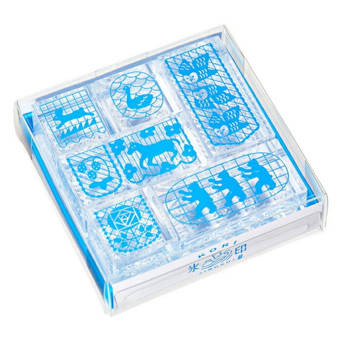 （まとめ買い）透明スタンプ 氷印 6個セット（小/大各3個入） フラッグセット CLSS-001 [x3]