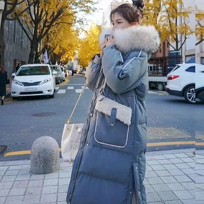 YA053綿の服の女性の厚手の暖かい服の女性の大きい毛の襟のコートの女性をプラスします