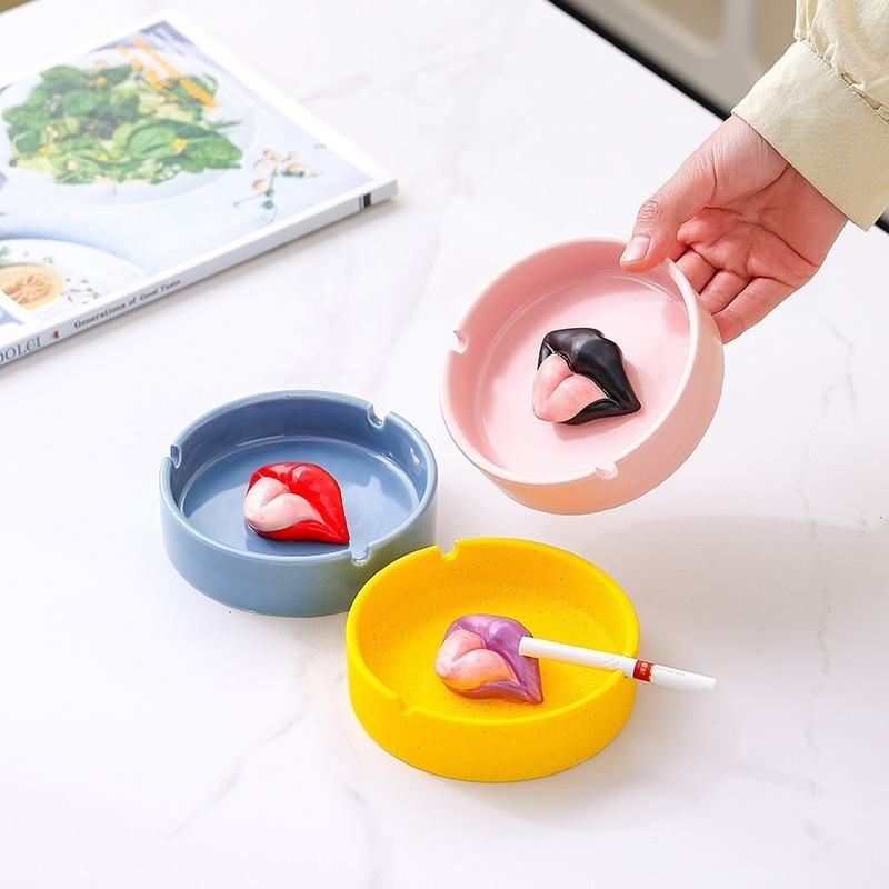 【20点セット】【送料無料】セラミック唇灰皿家庭用リビングオフィス高級感シンプルアイデア大流し置物