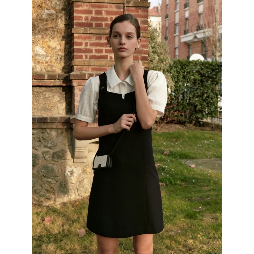 デパウンド DP ボタンスリーブミニドレスブラック