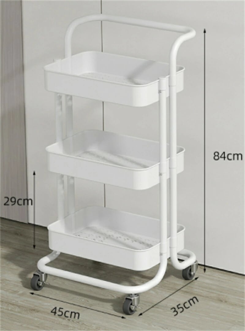 キッチンワゴン キャスター付き 収納ラック マルチワゴン ハンドル付き 3段 2段 ラック 北欧風 インテリア 収納 小物 おしゃれ キッチンラック バスケットトローリー かごバスケット 作業台