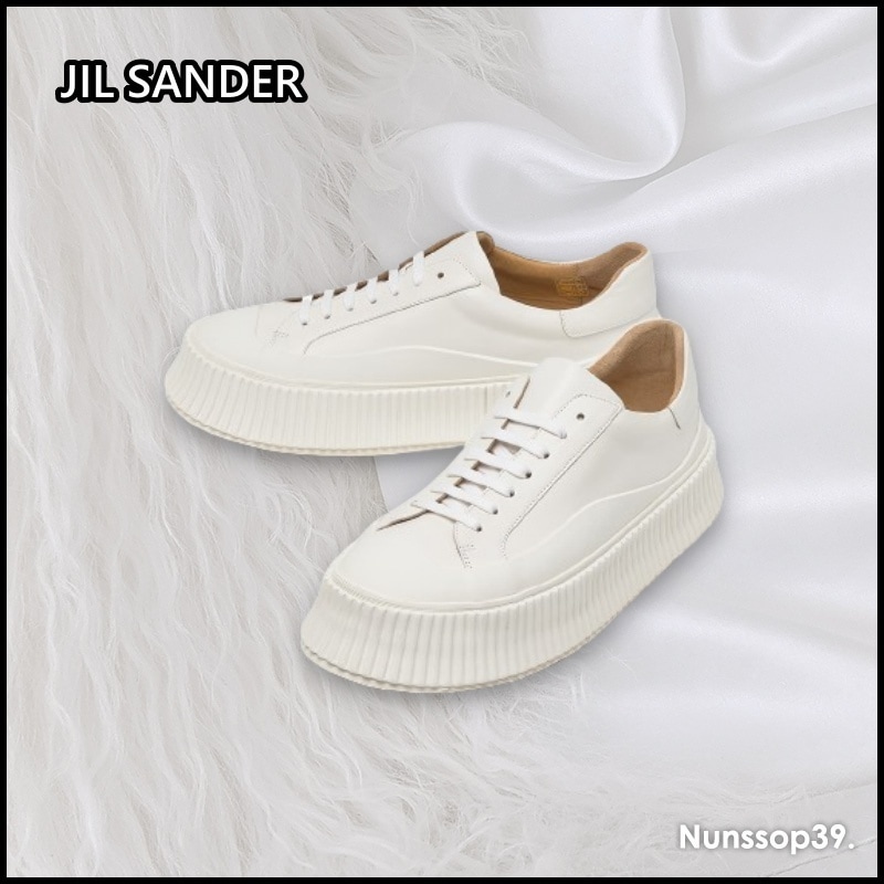 JIL SANDER JI32535A 15621 100 LEATHER PLATFORM SNEAKERS