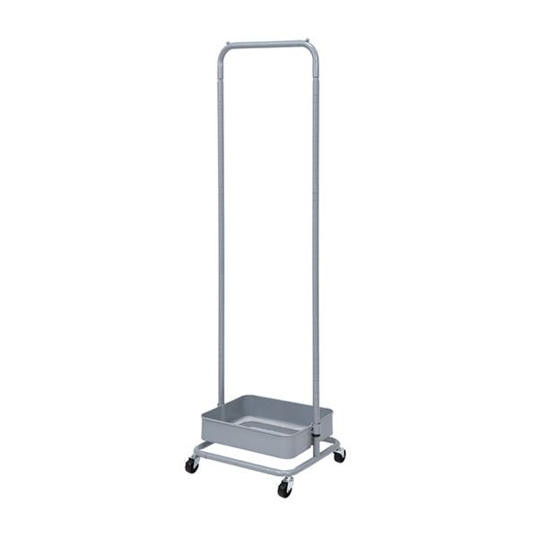 バスケット付き ハンガーラック/衣類収納 スカイグレー 幅約42cm スチール製 キャスター フック付 高さ調節可 組立式