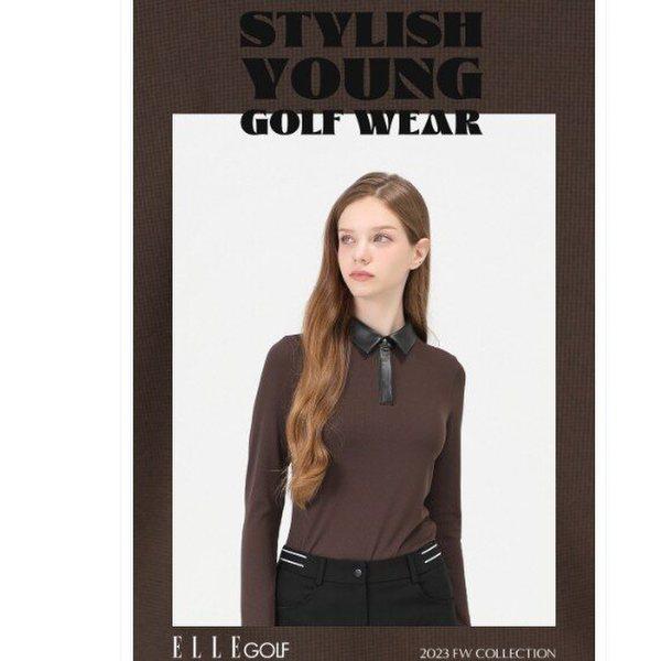 女性ワッフル組織ポロシャツ6J65252 チョコレート,ミント04_CC