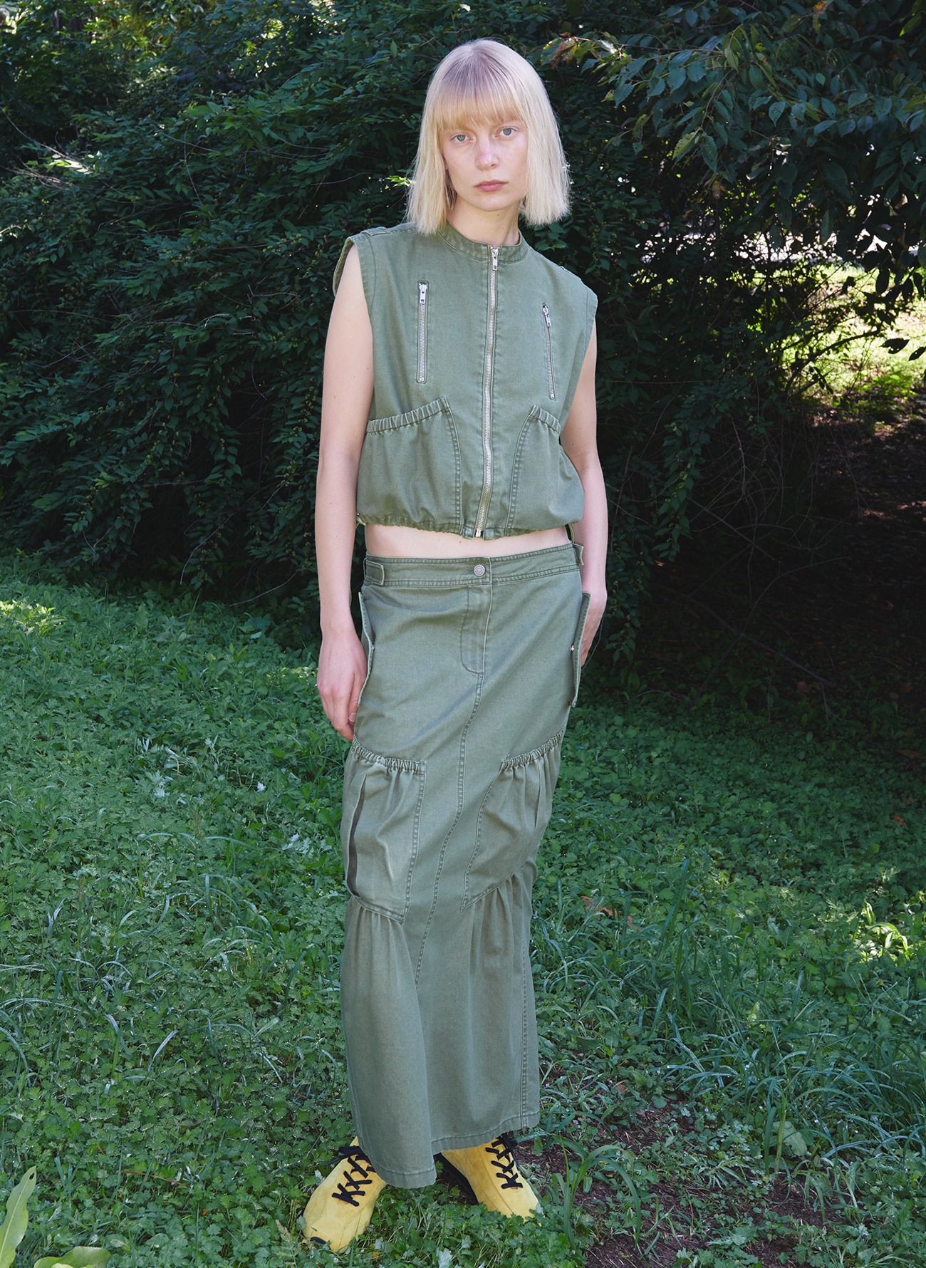 【THEOPENPRODUCT】 SHIRRING WORK SKIRT : GREEN 22,652円